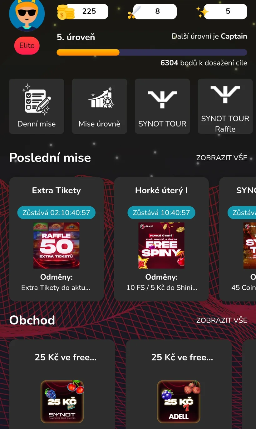 69club — úrovně, denní mise a obchod s odměnami
